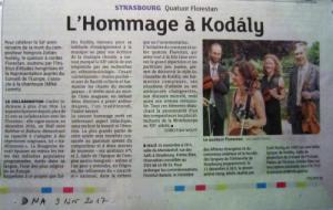 String quartet concert honouring Kodály
